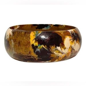 Vintage Artisan Abstract Expressionist Neutral Hued Bangle